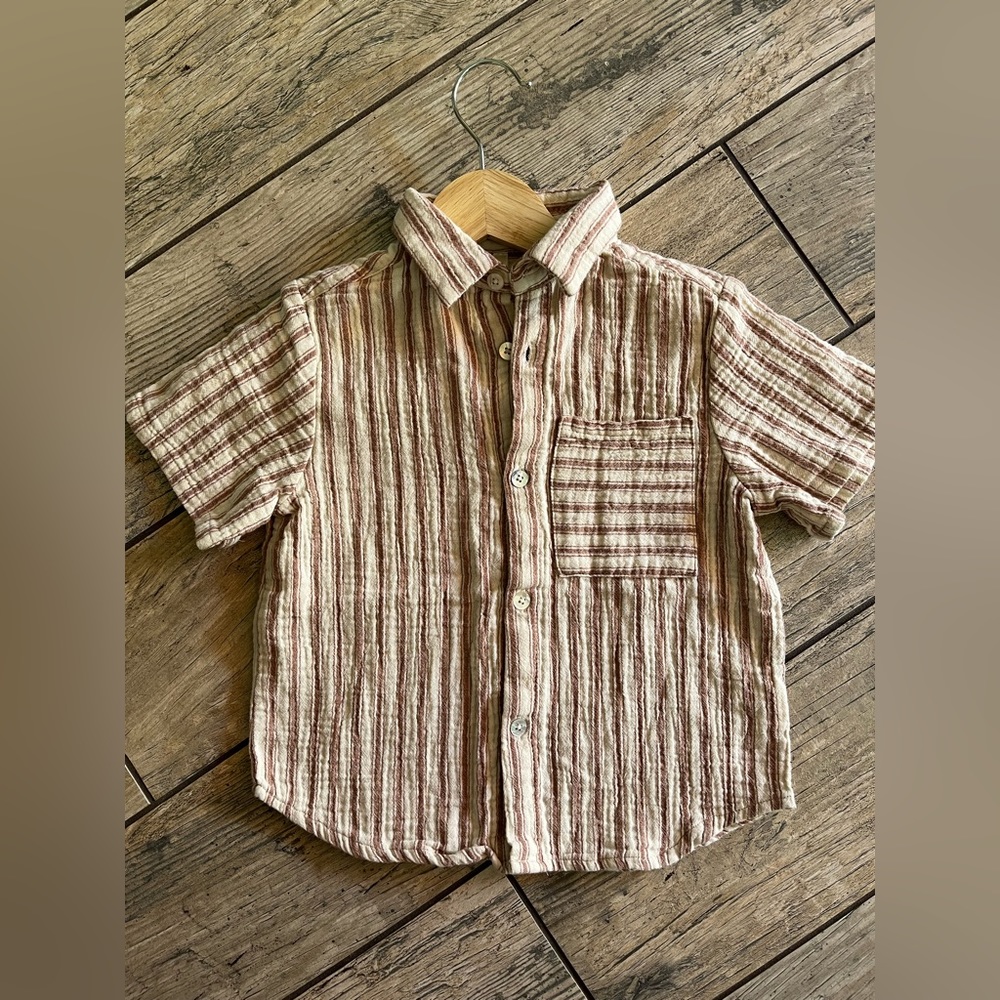 Rylee + Cru collard striped button up - rust